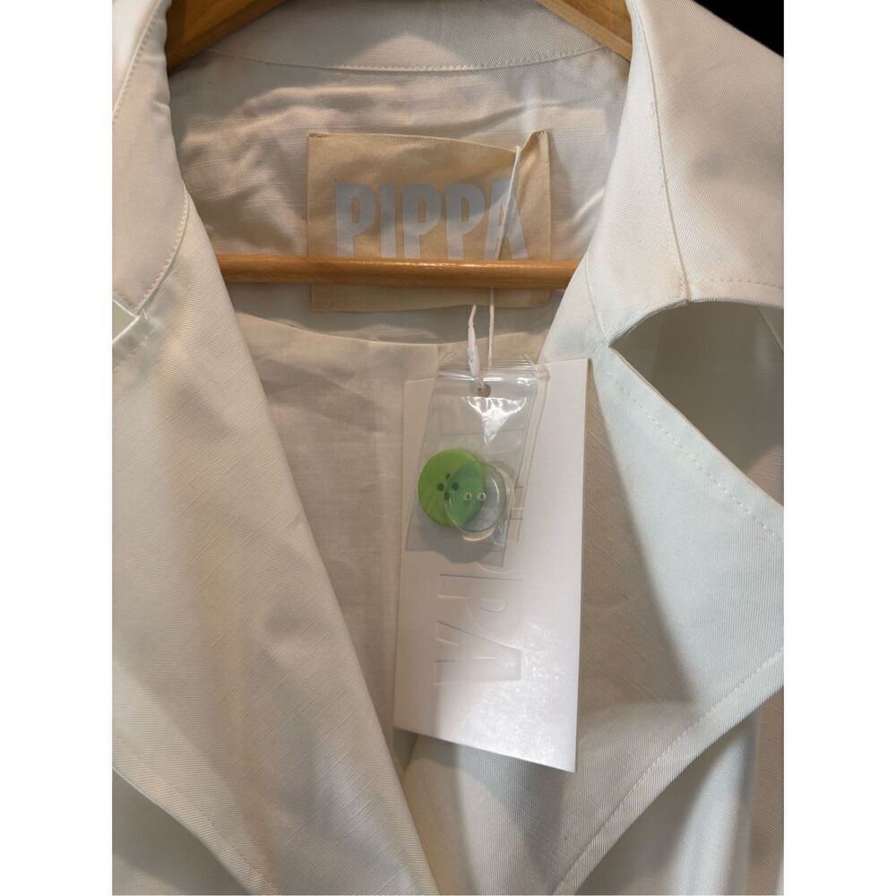 NWT Pippa The Label Beatrix White & Green Trench Coat Size Small - Picture 7 of 7